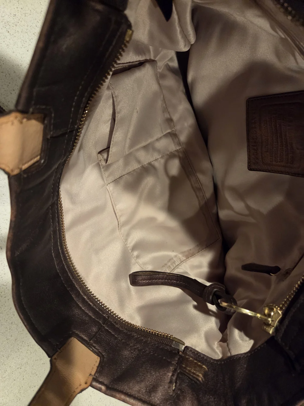 Coach Beige and Brown Patterned Canvas Tote with Wristlet